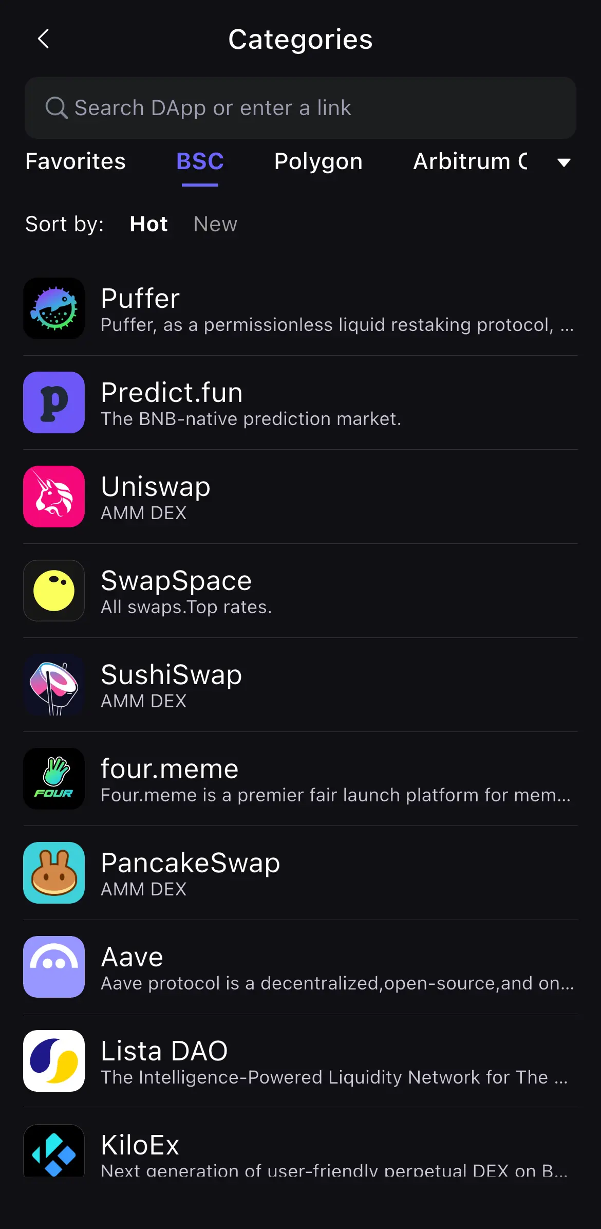 Tap the arrow at the right of the category tabs.